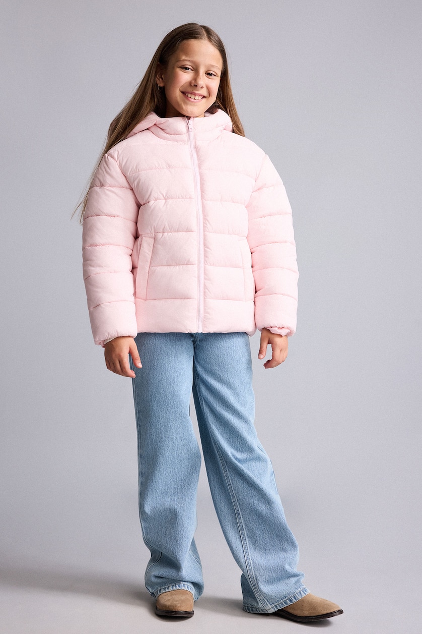 Young Girls - Teen Girls Light Pink Girl Hooded Puffer Jacket