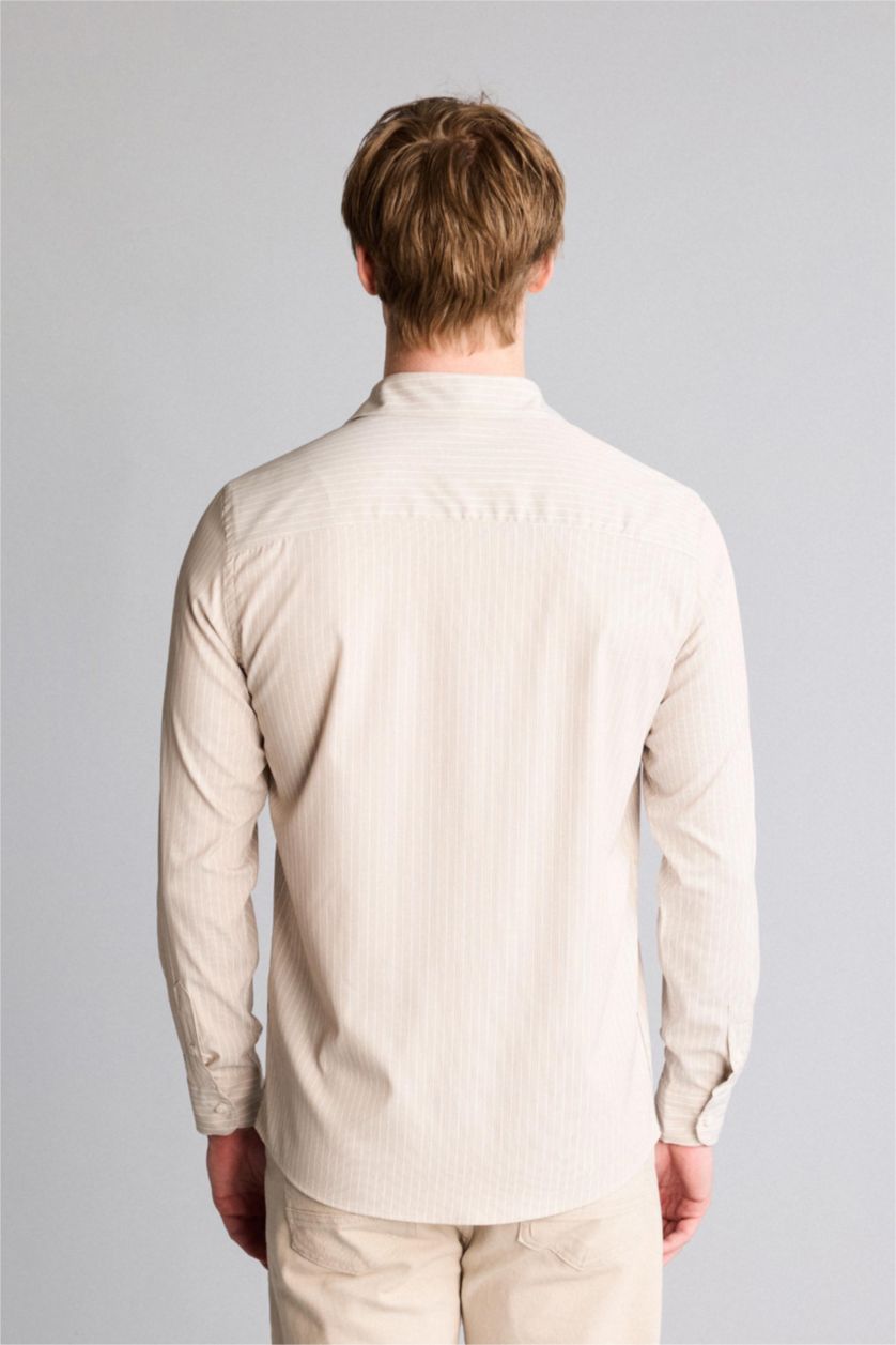 Man Stone قميص ردن طويل بوبلين سليم فيت