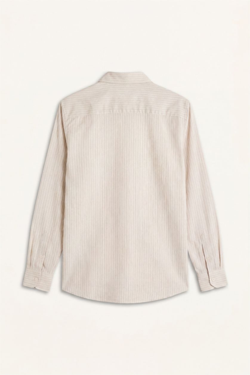 HOMME Beige Chemise à manches longues en popeline Coupe slim