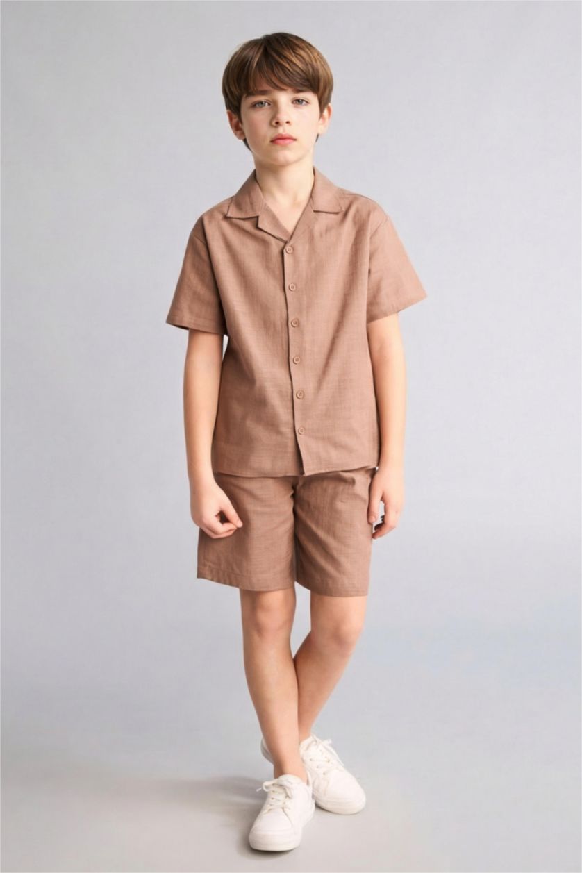 Erkek Çocuk - Genç Erkek Açık Kahve Regular Fit Şort Erkek Çocuk