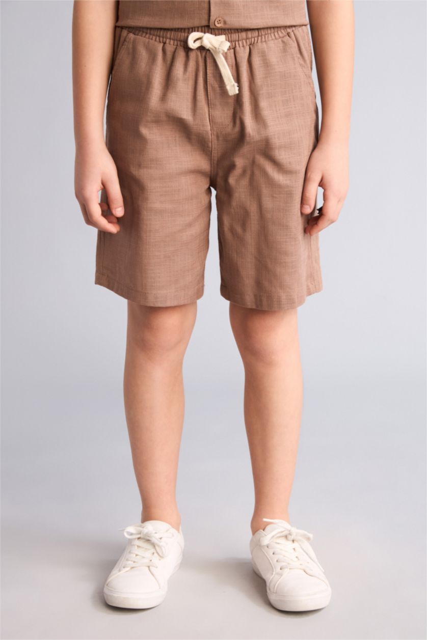 Erkek Çocuk - Genç Erkek Açık Kahve Regular Fit Şort Erkek Çocuk