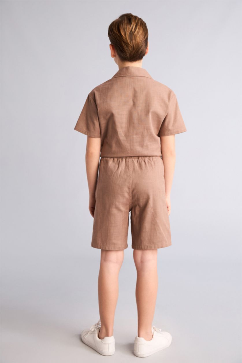 Erkek Çocuk - Genç Erkek Açık Kahve Regular Fit Şort Erkek Çocuk