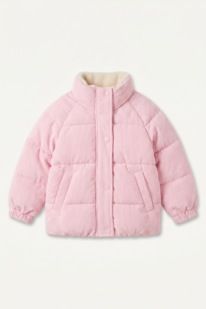 Baby Girls Light Rose Baby Girl Half Turtleneck Puffer Jacket