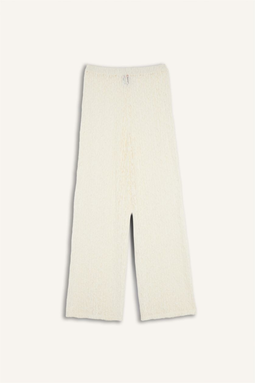 Kadın Ekru Regular Fit Tül Plaj Pantolonu