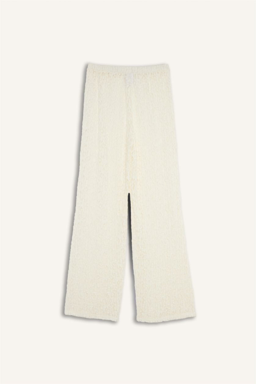 Kadın Ekru Regular Fit Tül Plaj Pantolonu