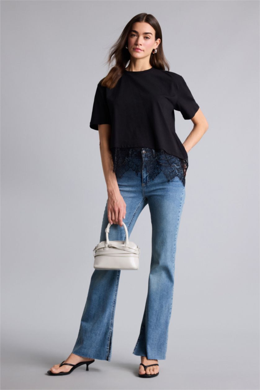 WOMAN Black Oversize Fit Short Sleeve T-Shirt