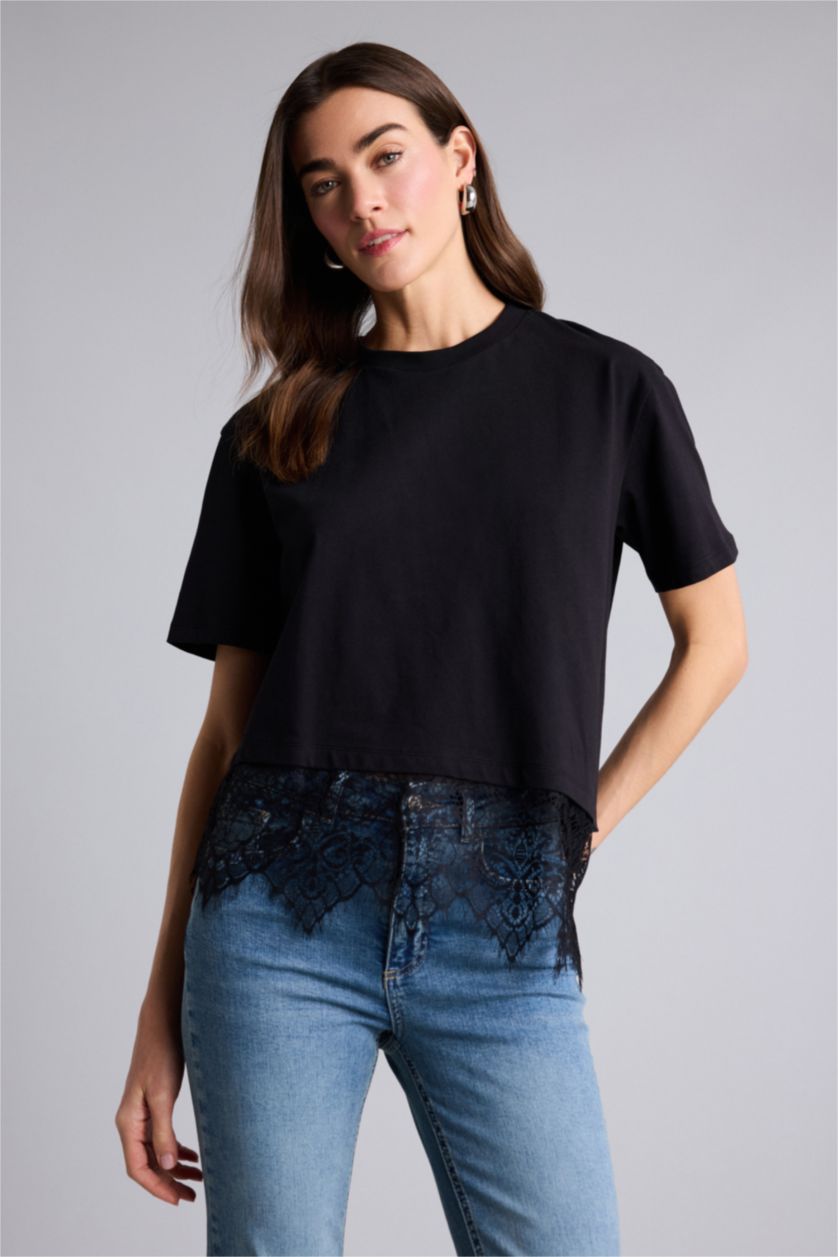 WOMAN Black Oversize Fit Short Sleeve T-Shirt