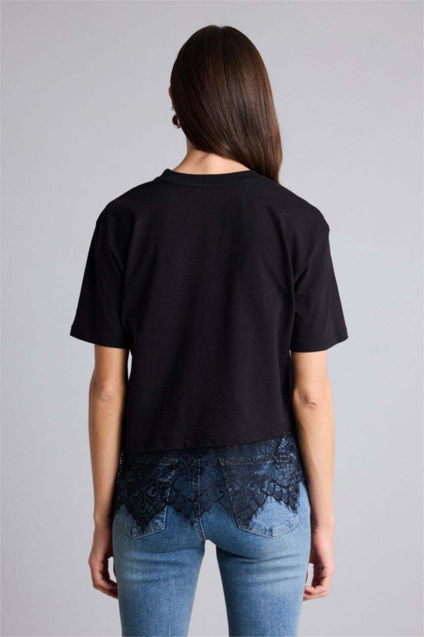 WOMAN Black Oversize Fit Short Sleeve T-Shirt