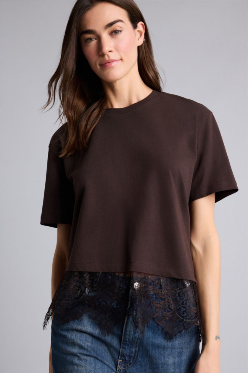 WOMAN Brown Oversize Fit Short Sleeve T-Shirt
