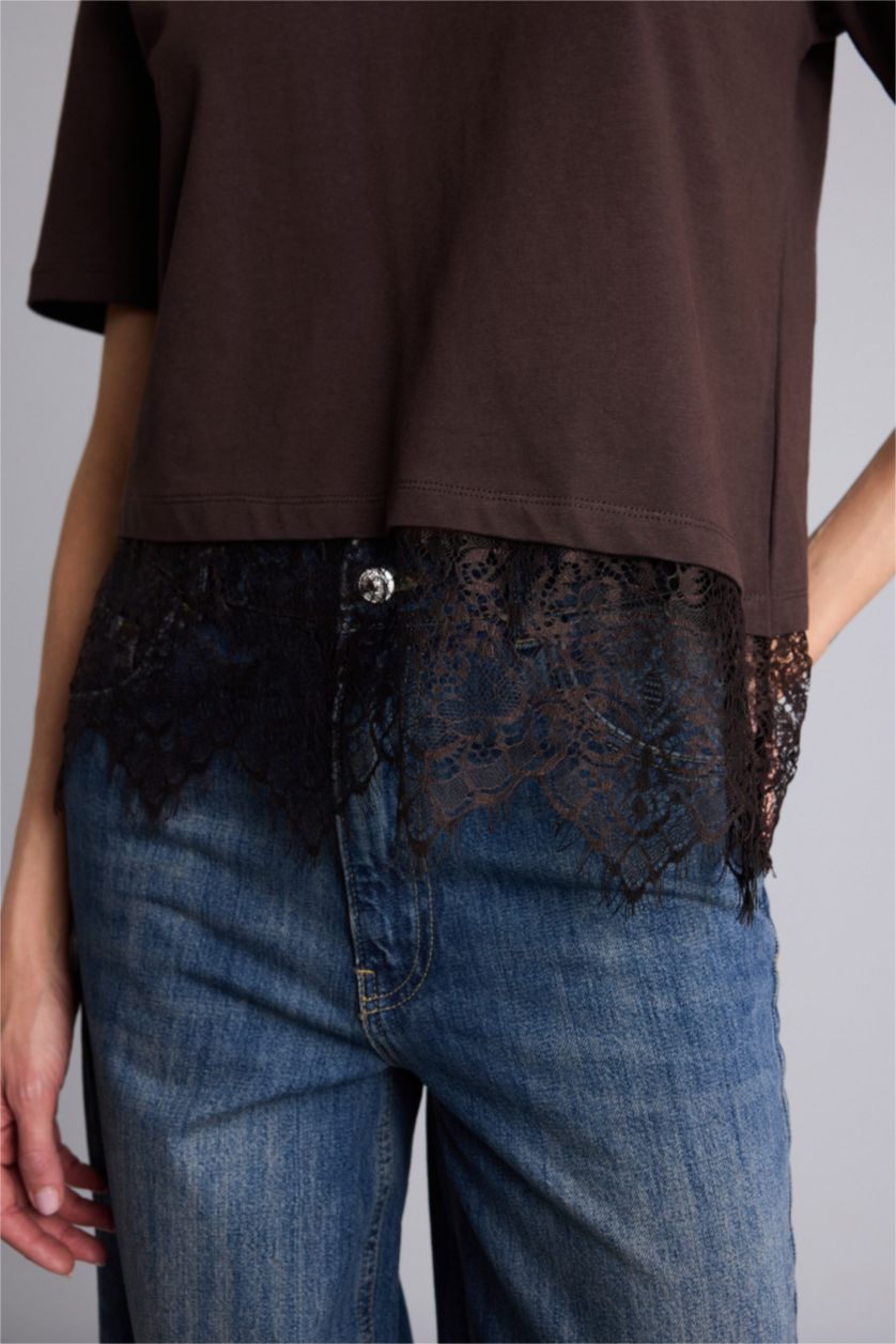 WOMAN Brown Oversize Fit Short Sleeve T-Shirt