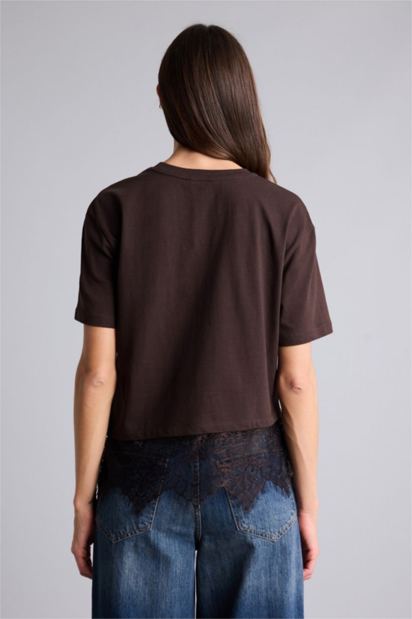 WOMAN Brown Oversize Fit Short Sleeve T-Shirt