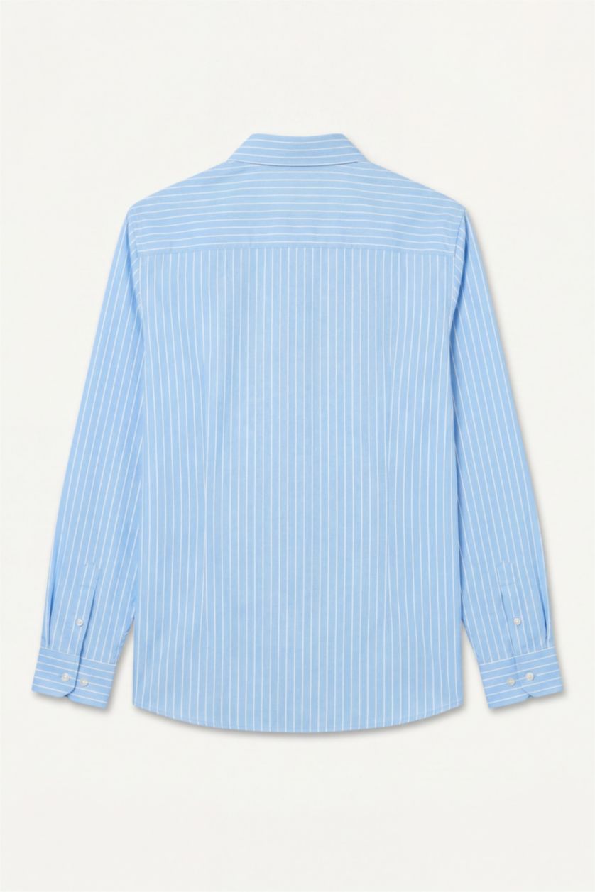 Men Blue Slim Fit Striped Poplin Shirt