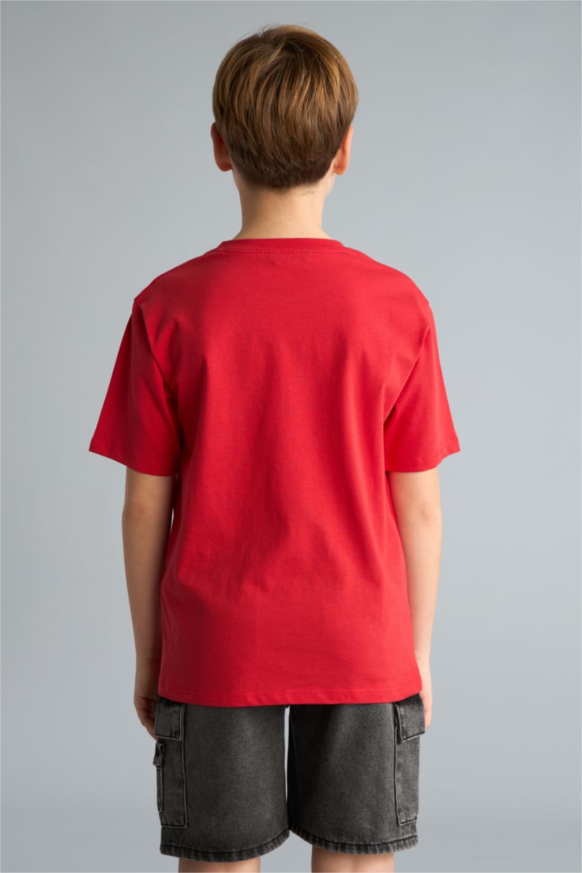 Boys & Teens Red تيشيرت ولادي نص ردن مطبوع قصة عادية برقبة مستديرة