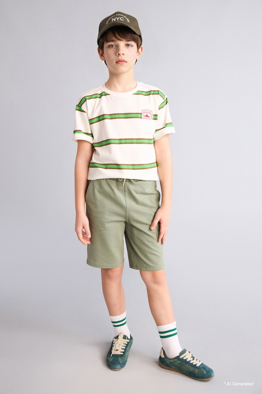 Young Boys - Teen Boys Green Boy New Regular Fit Printed Short Sleeve T-Shirt