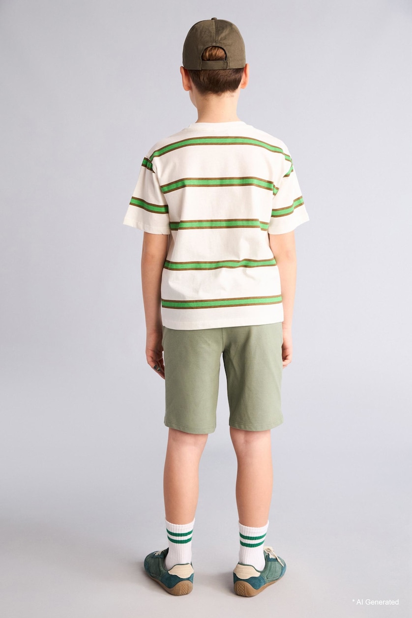 Young Boys - Teen Boys Green Boy New Regular Fit Printed Short Sleeve T-Shirt