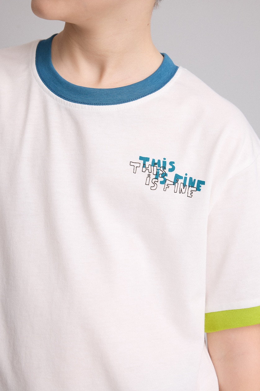 BOYS & TEENS Ecru Boy New Regular Fit Crew Neck Printed T-Shirt