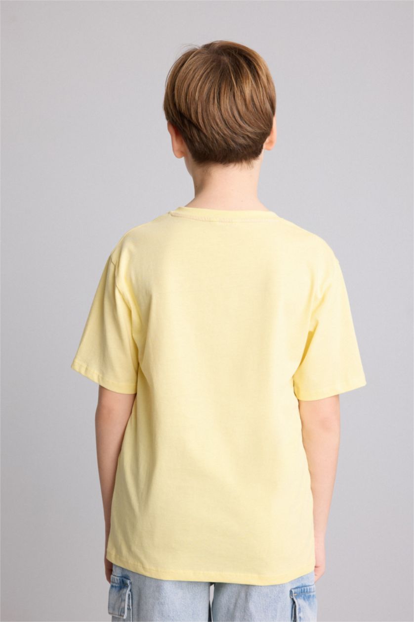Young Boys - Teen Boys Yellow New Regular Fit Printed Short Sleeve T-Shirt