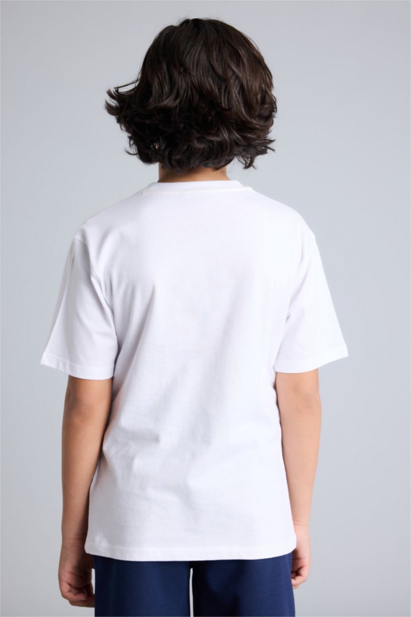Erkek Çocuk - Genç Erkek Beyaz Desenli Tişört Erkek Çocuk