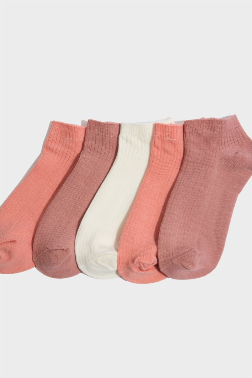 Kız Çocuk - Genç Kız Pembe 5'li Pamuklu Patik Çorap Kız Çocuk