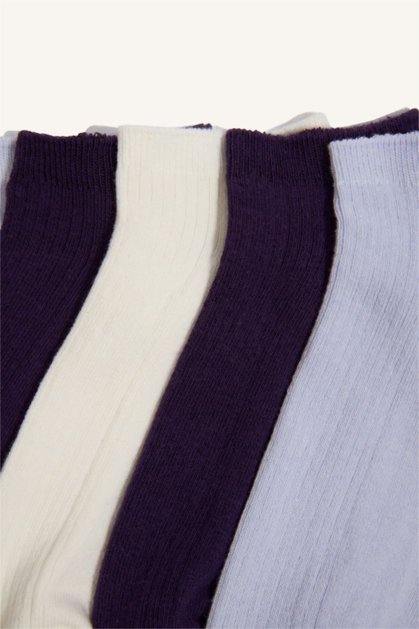 Kız Çocuk - Genç Kız Mürdüm Orta Kız Çocuk 5'li Pamuklu Patik Çorap