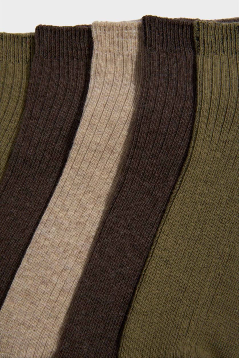 Erkek Koyu Kahve Pamuklu 5'Li Patik Çorap