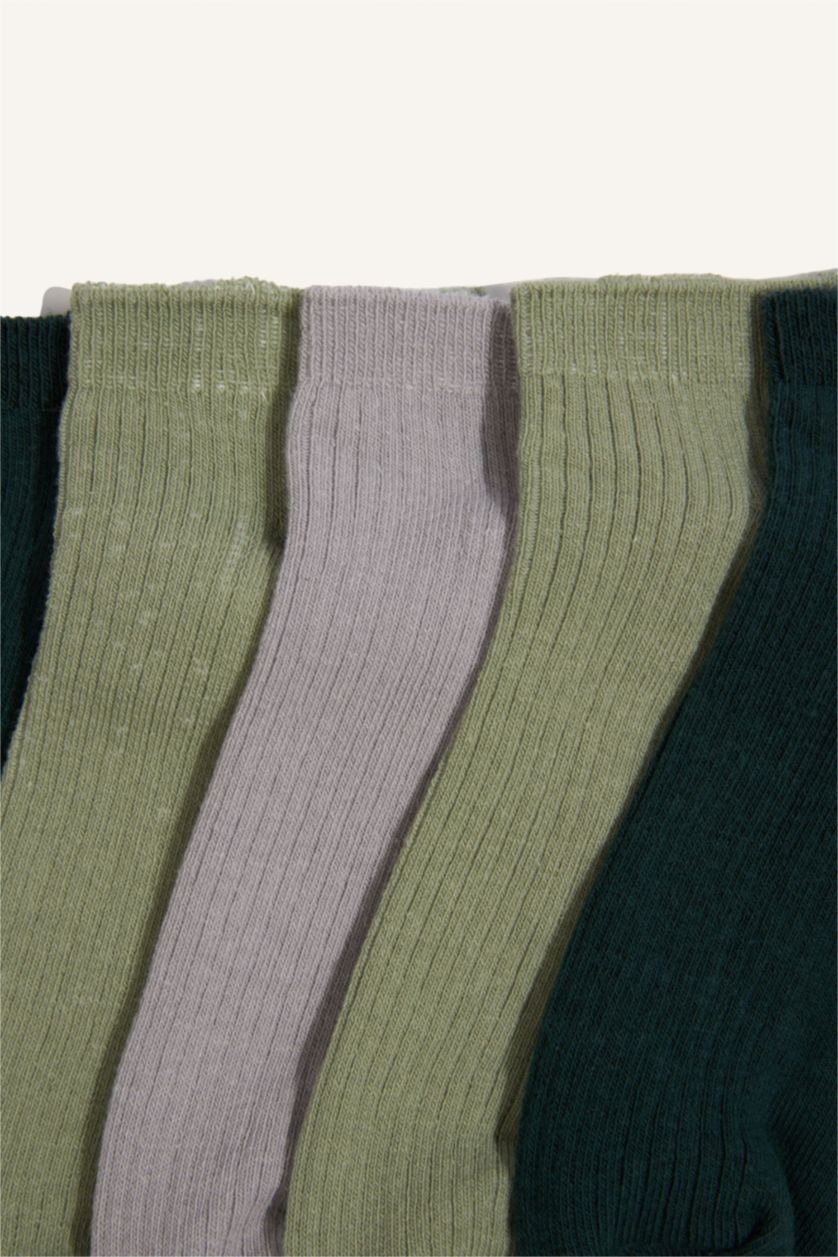 Erkek Çocuk - Genç Erkek Koyu Kahve 5'li Pamuklu Patik Çorap Erkek Çocuk