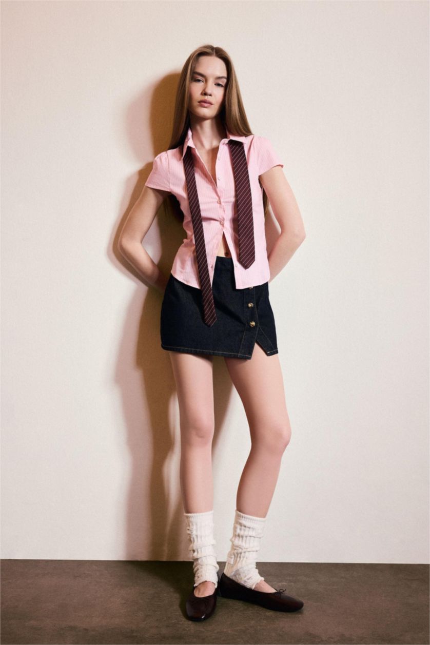 نساء زهري Slim Fit Short Sleeve Shirt