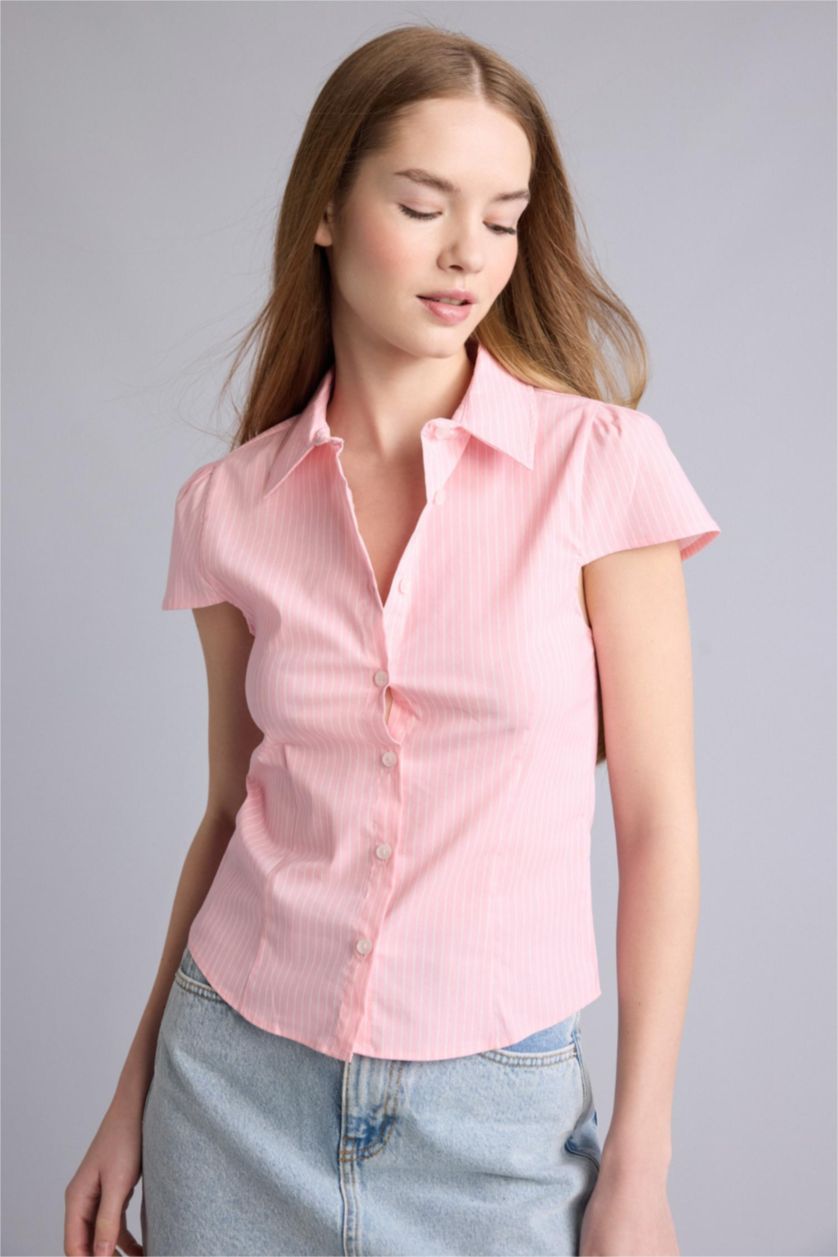 نساء زهري Slim Fit Short Sleeve Shirt