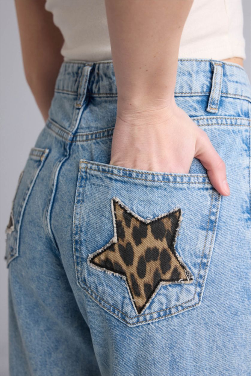 Kadın Açık Mavi Straıght Wıde Yüksek Bel Jean Yıkamalı Pantolon