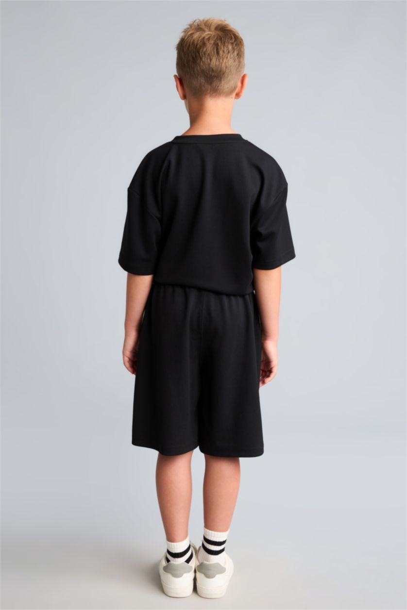 BOYS & TEENS Black Boy Oversize Slogan Print Modal Shorts