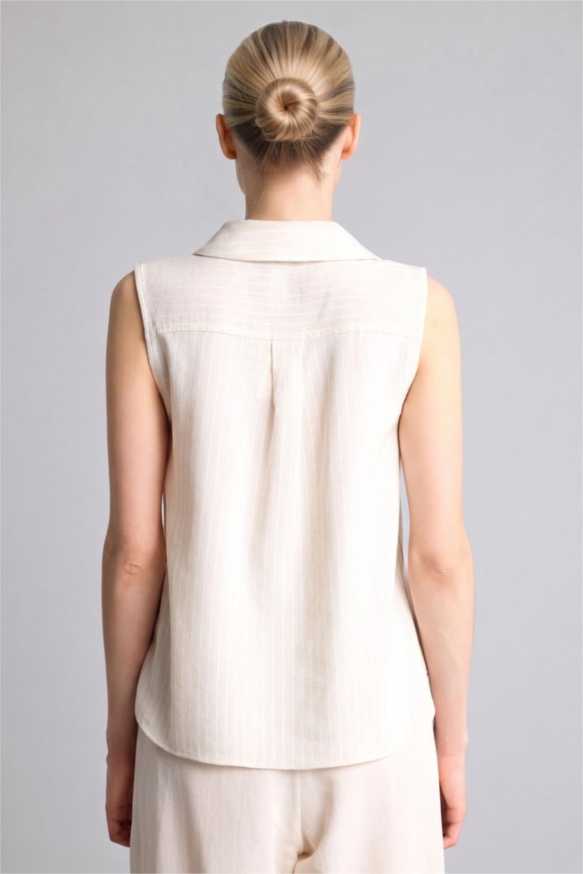 WOMAN Beige Regular Fit Linen Blended