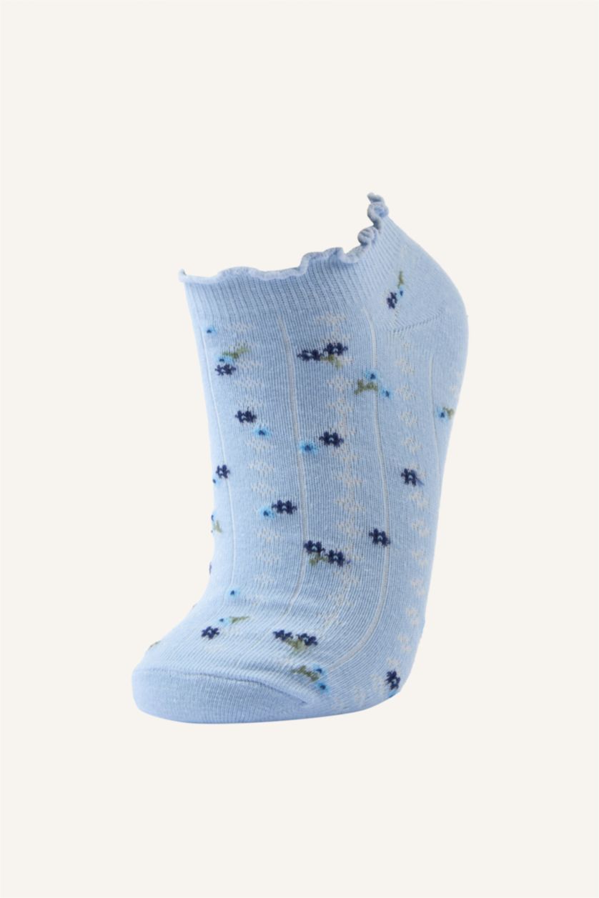 Kadın Karma Kadın Çiçekli Nakış 5'li Pamuklu Patik Çorap