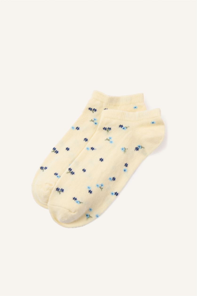 Kadın Karma Kadın Çiçekli Nakış 5'li Pamuklu Patik Çorap