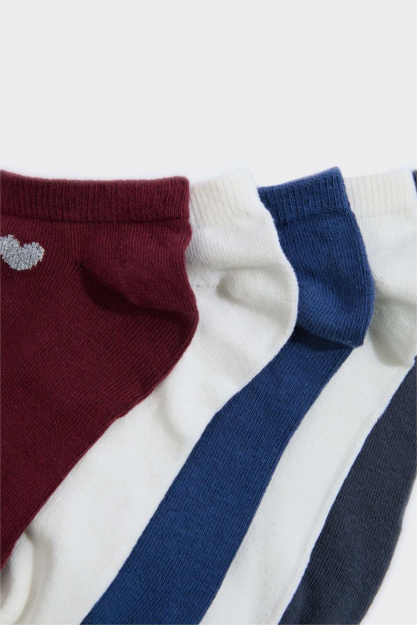 Kadın Karma Kadın Kalp Desenli Parıltılı 5'li Pamuklu Patik Çorap