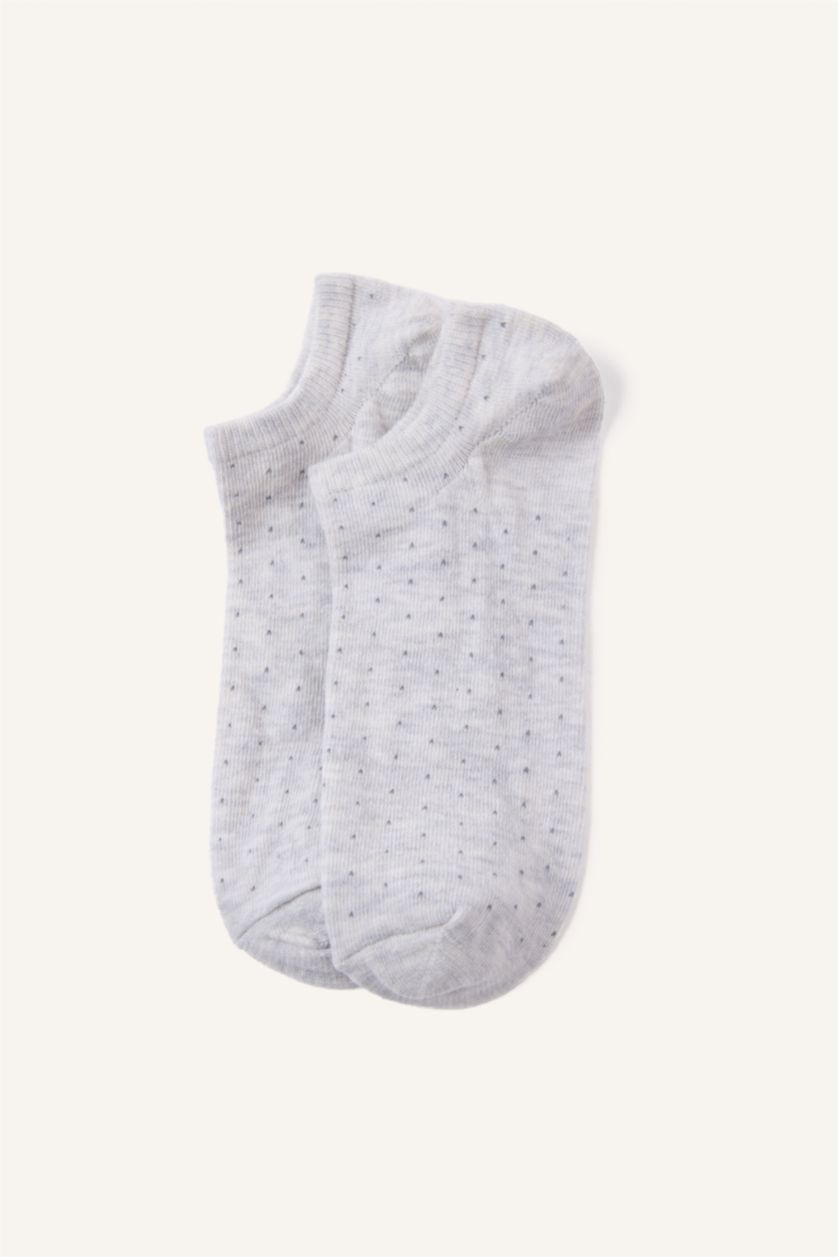 Kadın Karma Kadın Kalp Desenli Parıltılı 5'li Pamuklu Sneaker Çorap