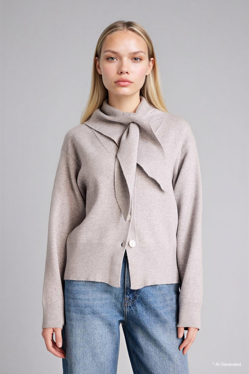 Women Grey Regular Fit Knitwear Cardigan