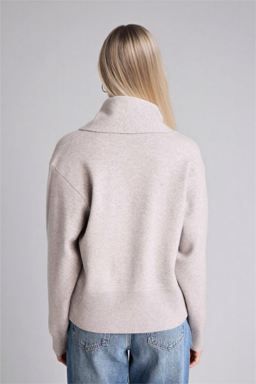 Woman Grey Regular Fit Knitwear Cardigan