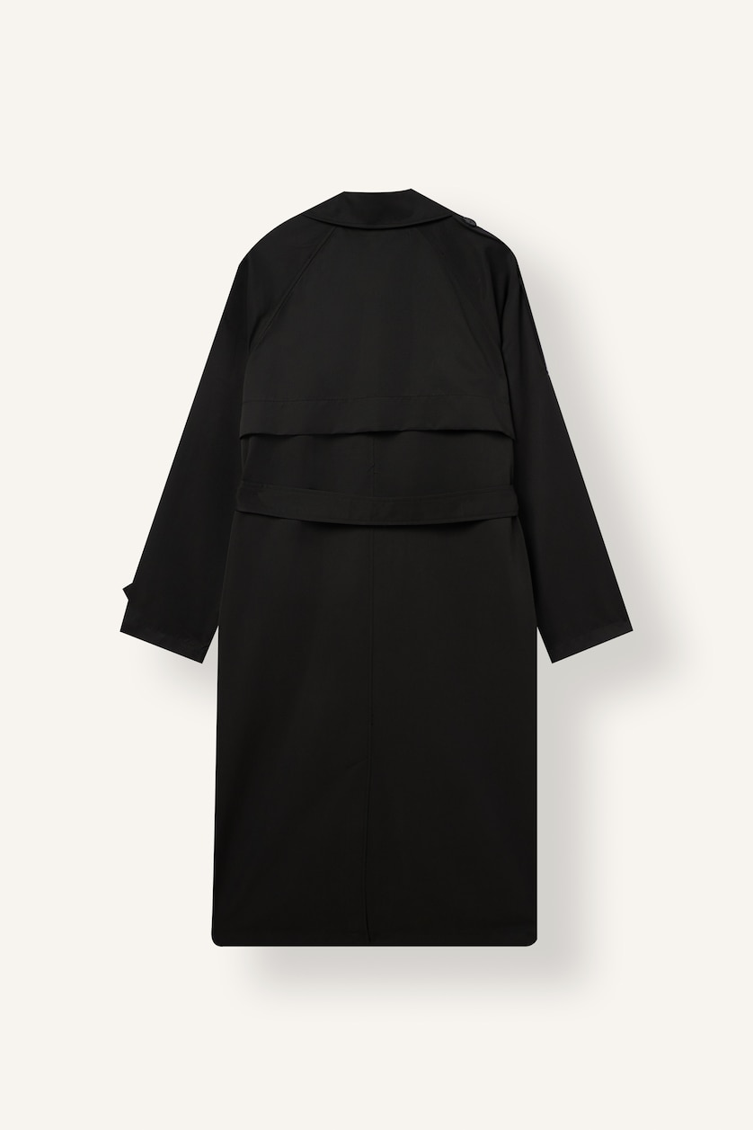 FEMME Noir Trench long à ceinture Coupe décontractée