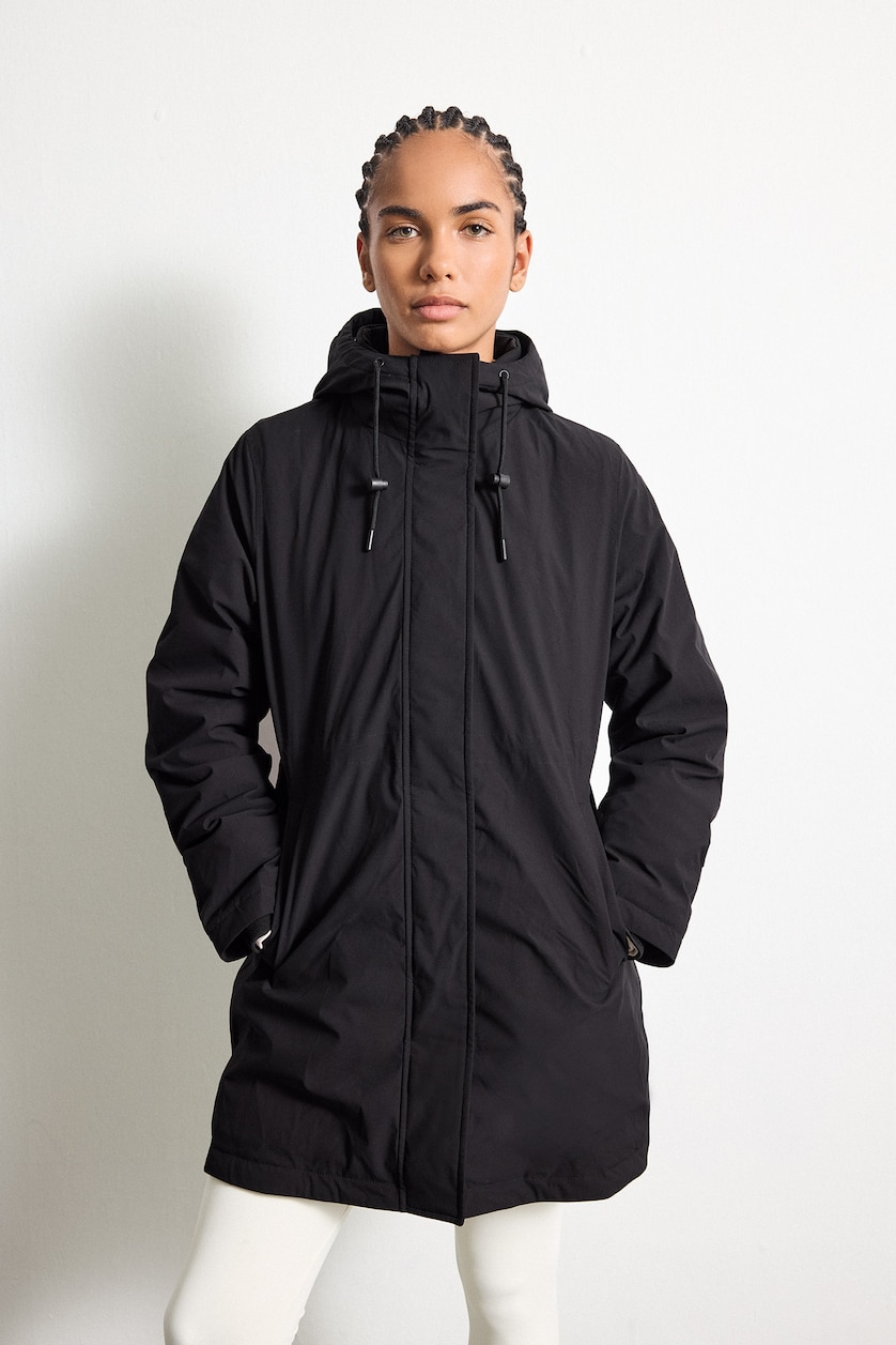 Kadın Siyah Regular Fit Kapüşonlu Parka