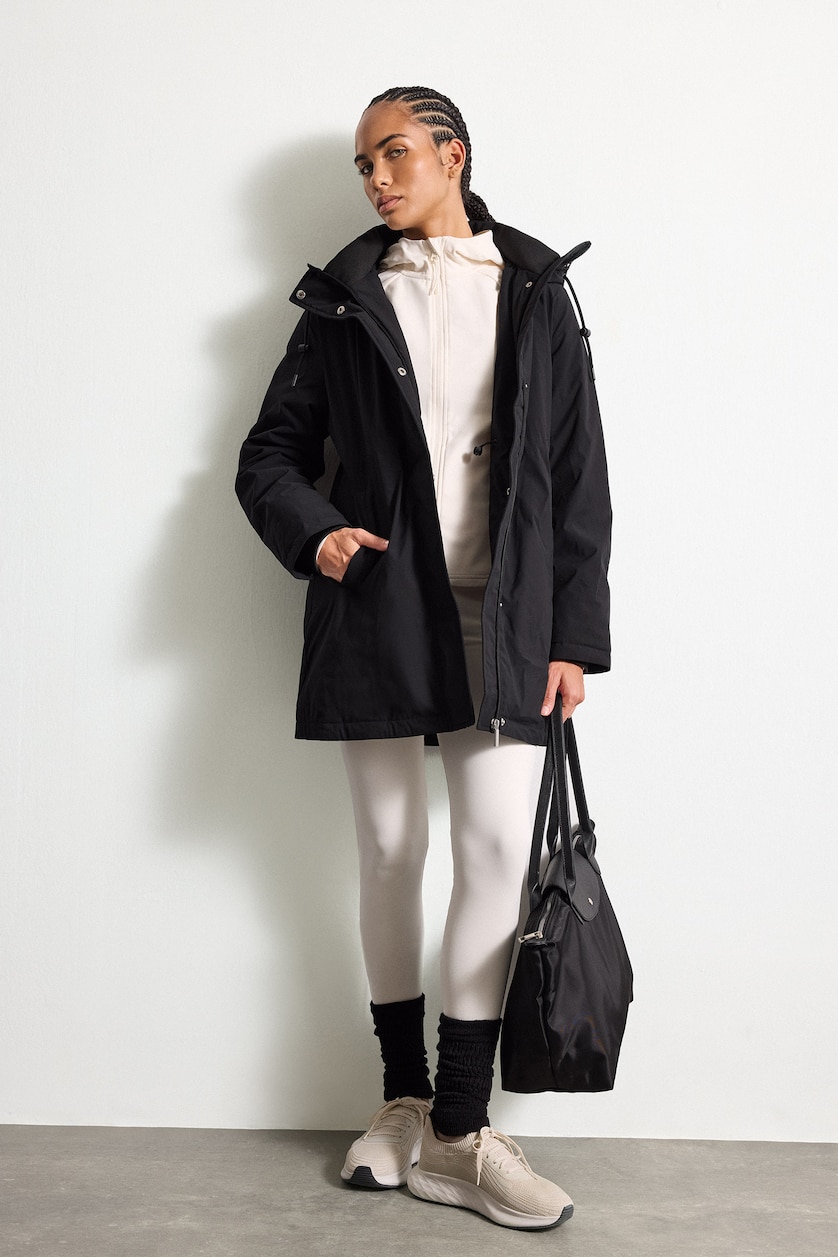 Kadın Siyah Regular Fit Kapüşonlu Parka