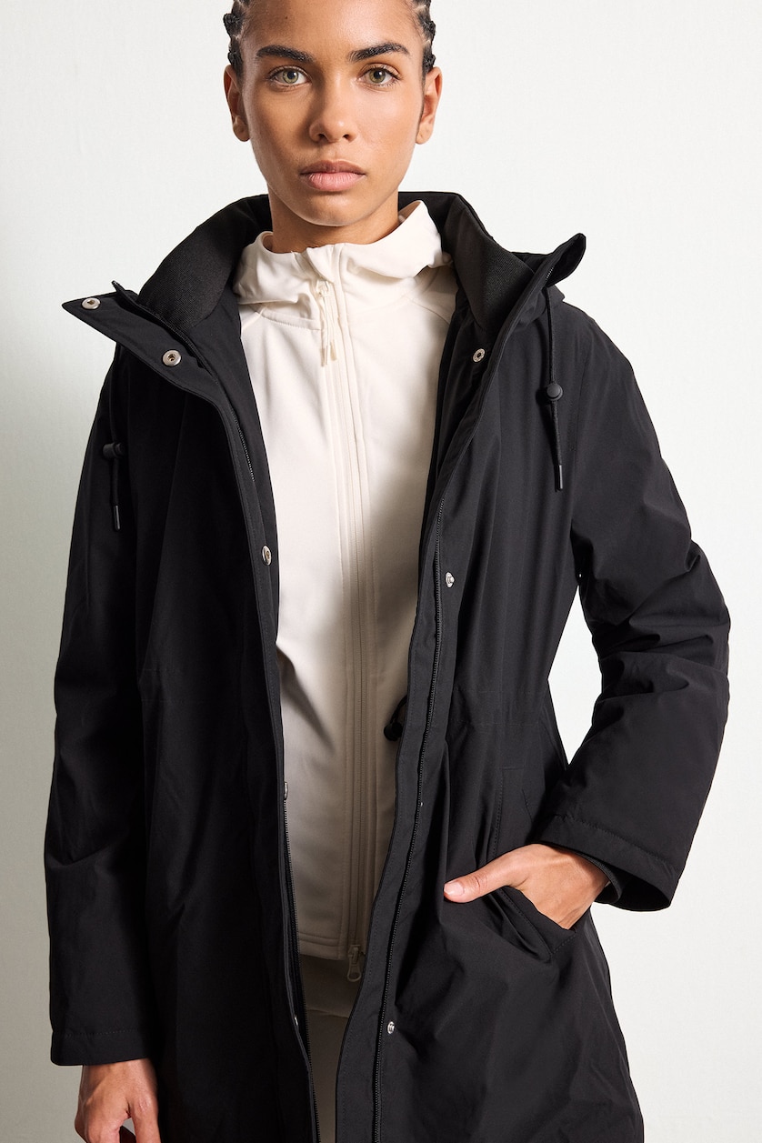 Kadın Siyah Regular Fit Kapüşonlu Parka