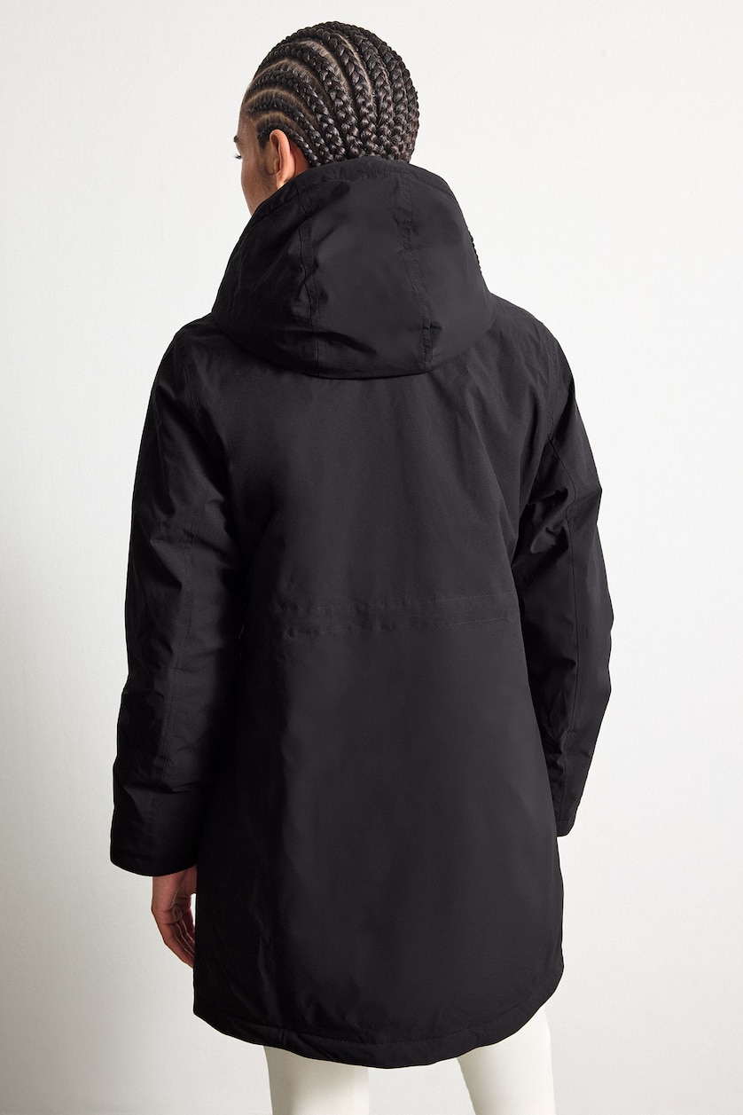 Kadın Siyah Regular Fit Kapüşonlu Parka