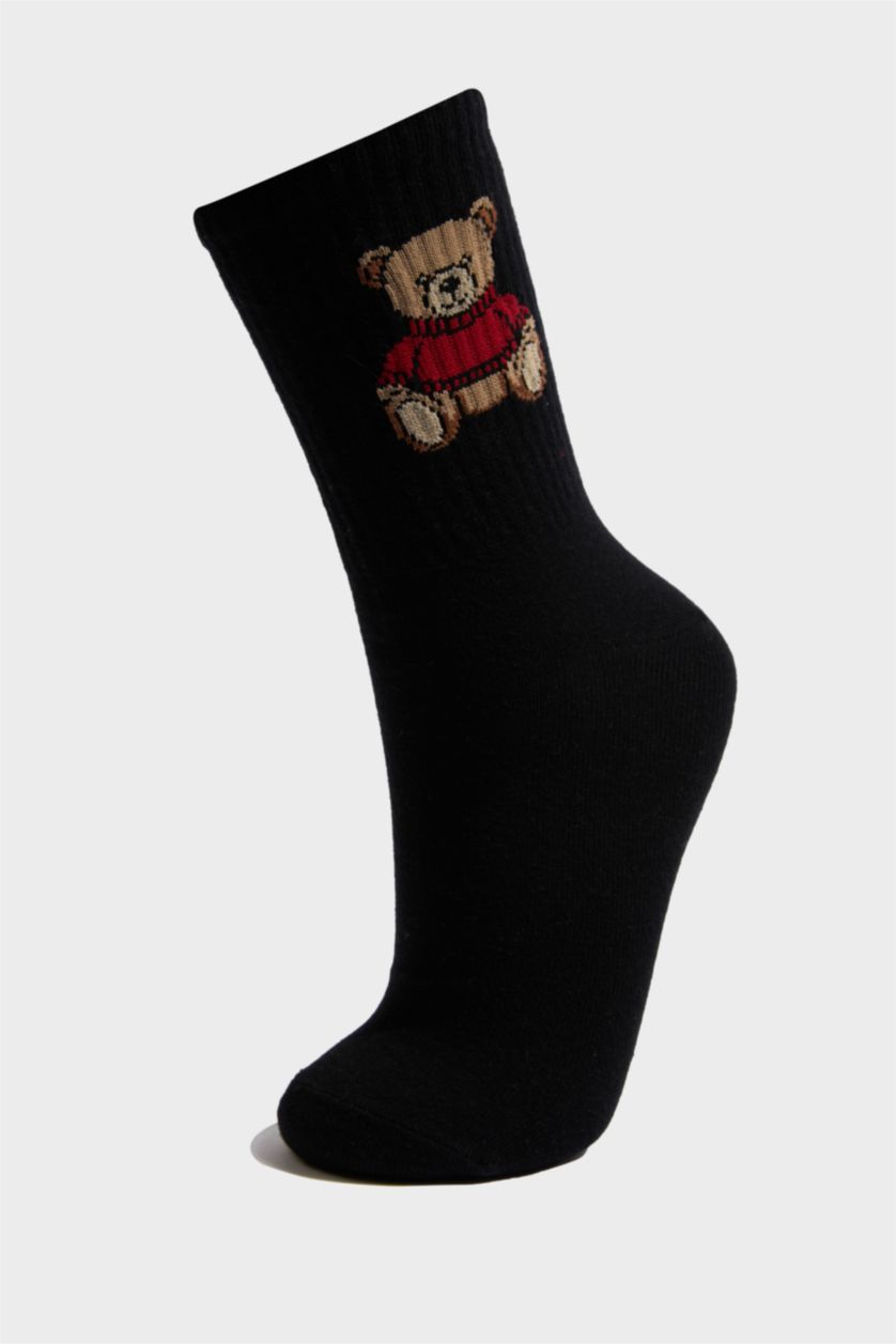 Kadın Karma Kadın Ayıcıklı 2'li Pamuklu Uzun Çorap