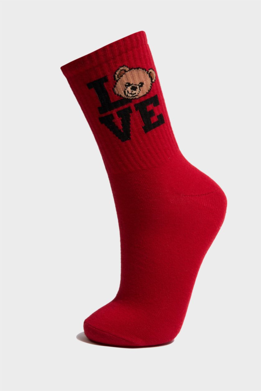 Kadın Karma Kadın Ayıcıklı 2'li Pamuklu Uzun Çorap