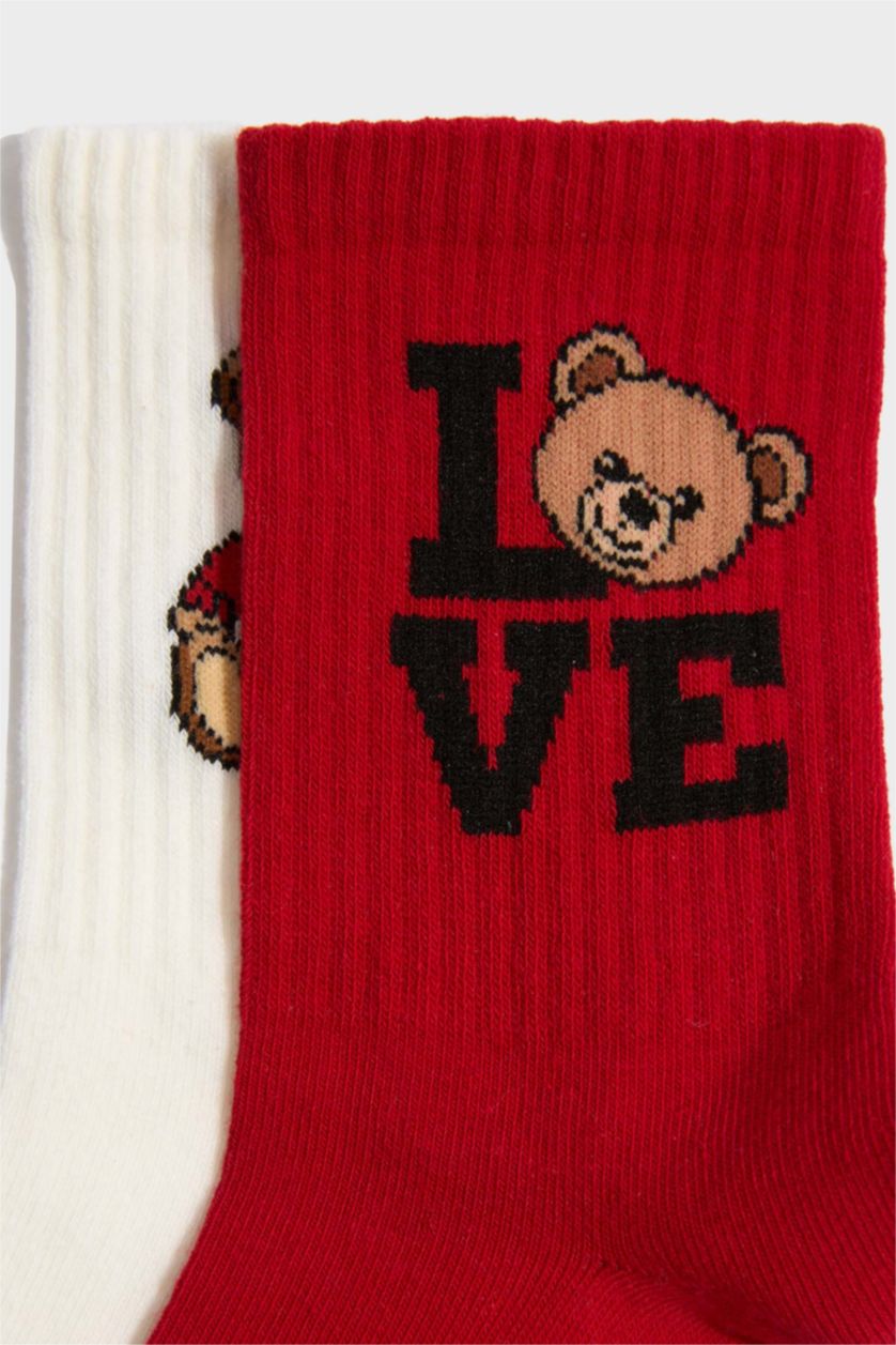 Kadın Karma Kadın Ayıcıklı 2'li Pamuklu Uzun Çorap