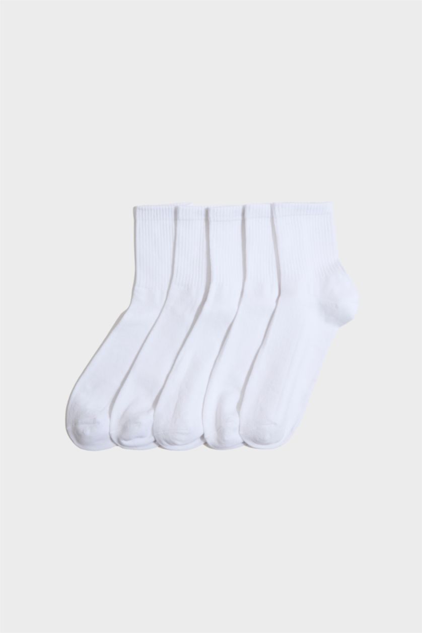Erkek Beyaz Erkek 5'li Pamuklu Soket Çorap
