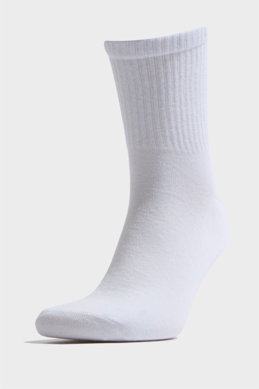 Erkek Beyaz Erkek 5'li Pamuklu Soket Çorap