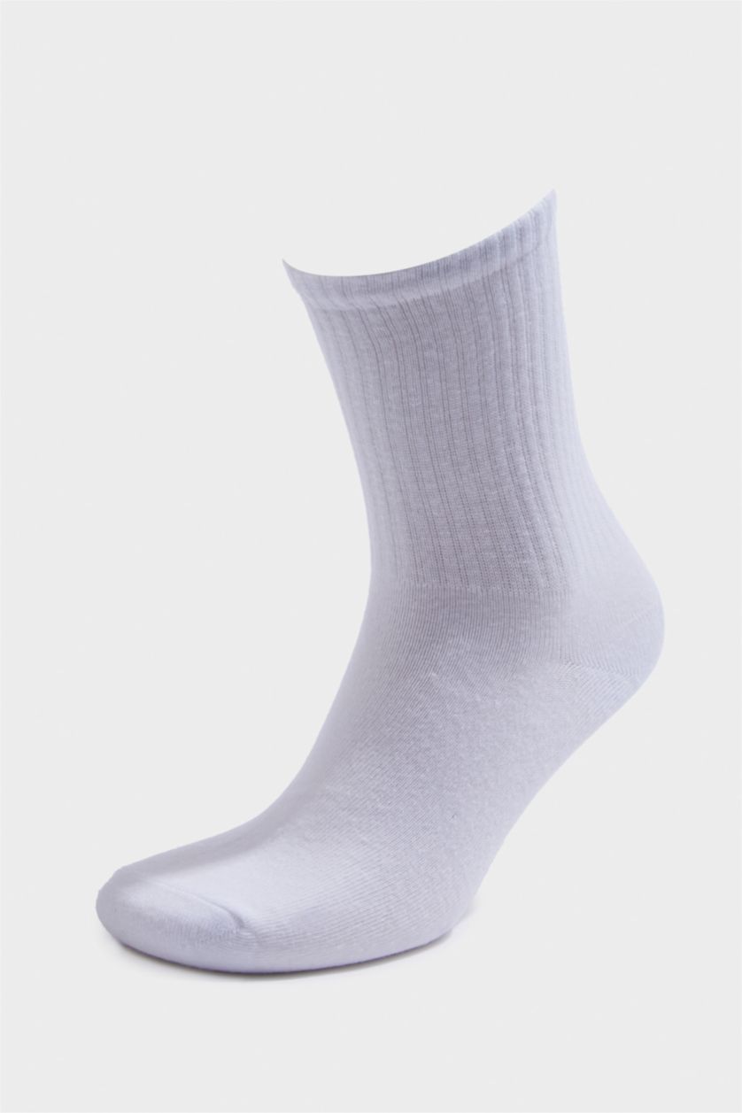 Kadın Beyaz Kadın 5'li Pamuklu Uzun Çorap