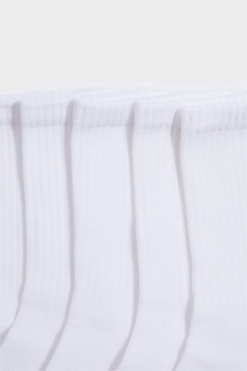 Kadın Beyaz Kadın 5'li Pamuklu Uzun Çorap