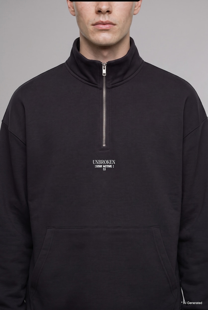 Erkek Lacivert Boxy Fıt Sweatshirt